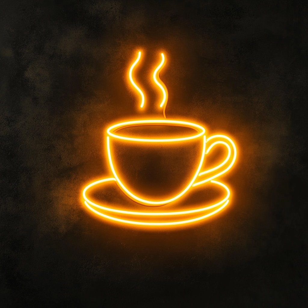 Cup of Espresso with Saucer - Yellow Neon Sign, 24 Inches