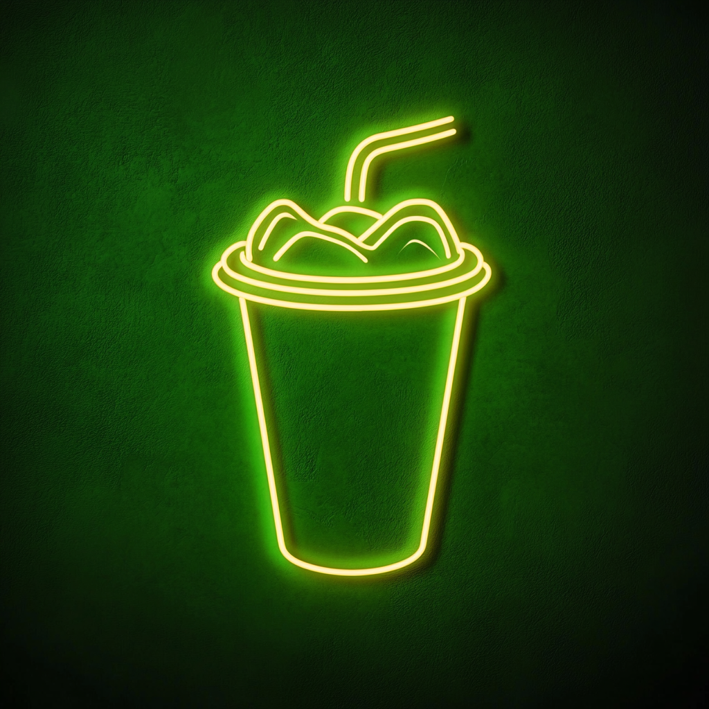 Cup of Iced Tea - Green Neon Sign, 24 Inches