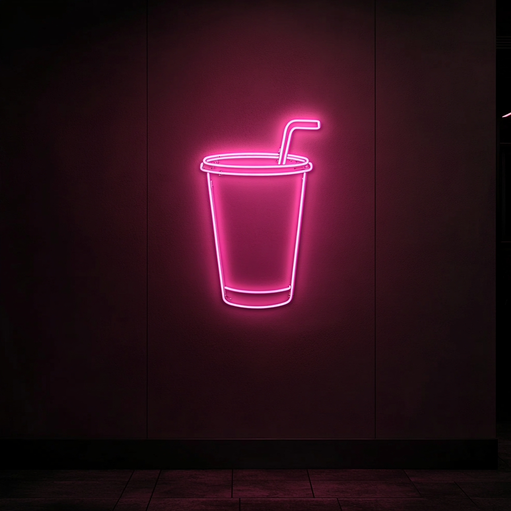 Cup of Iced Tea - Pink Neon Sign, 18 Inches