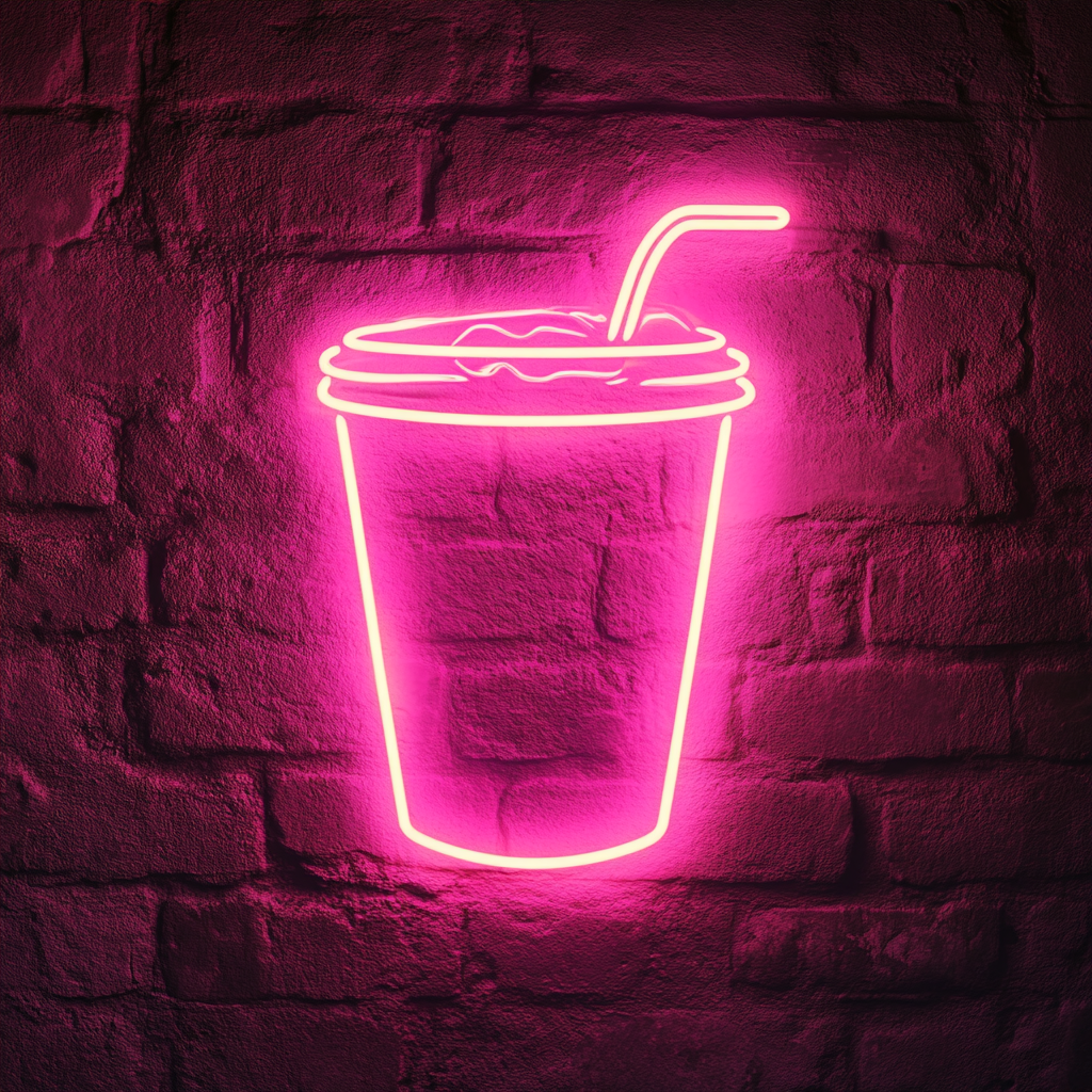 Cup of Iced Tea - Pink Neon Sign, 24 Inches