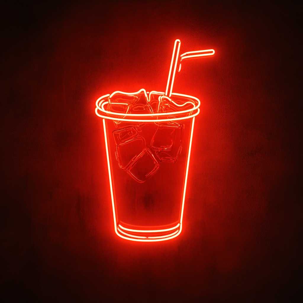 Cup of Iced Tea - Red Neon Sign, 18 Inches