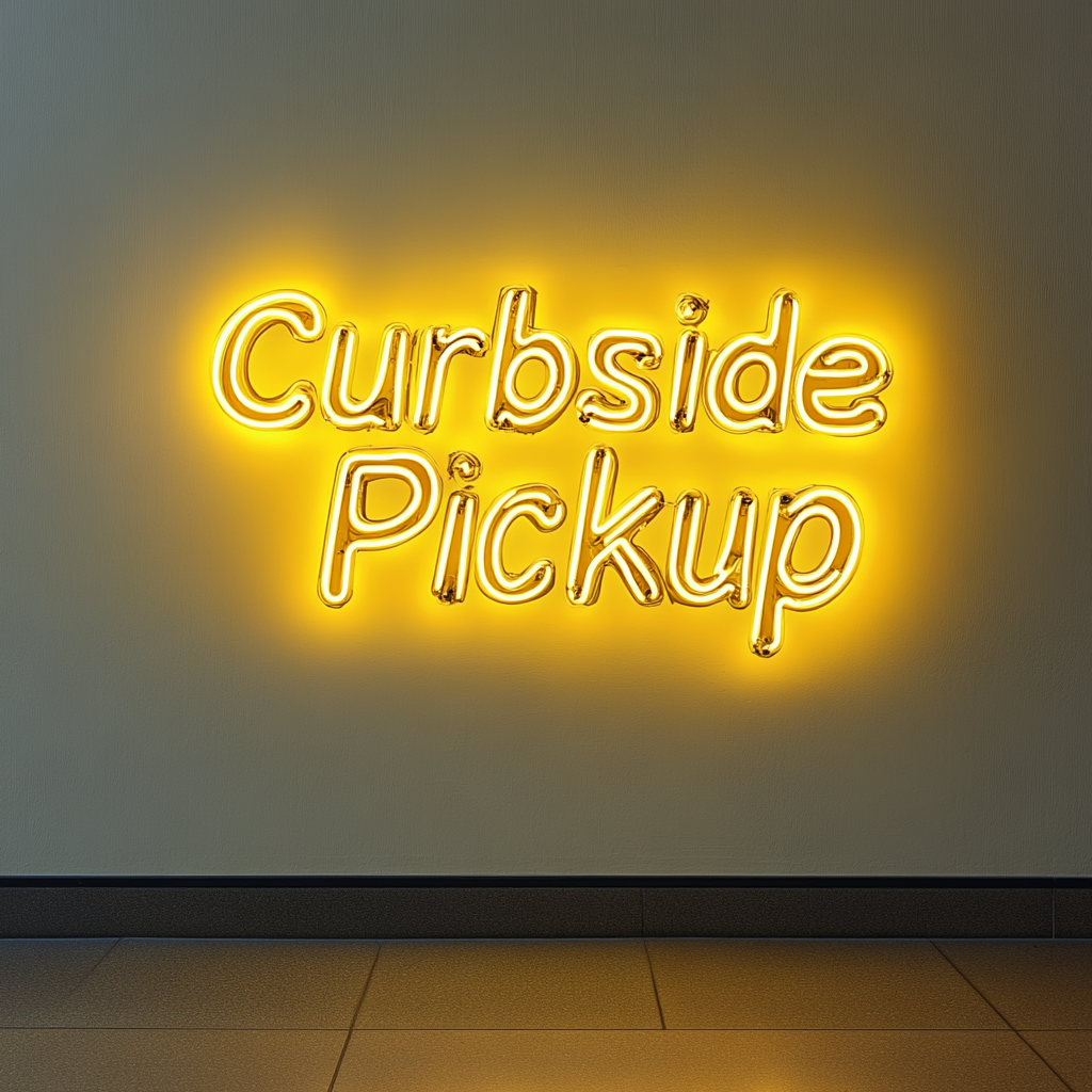 Curbside Pickup - Yellow Neon Sign, 24 Inches