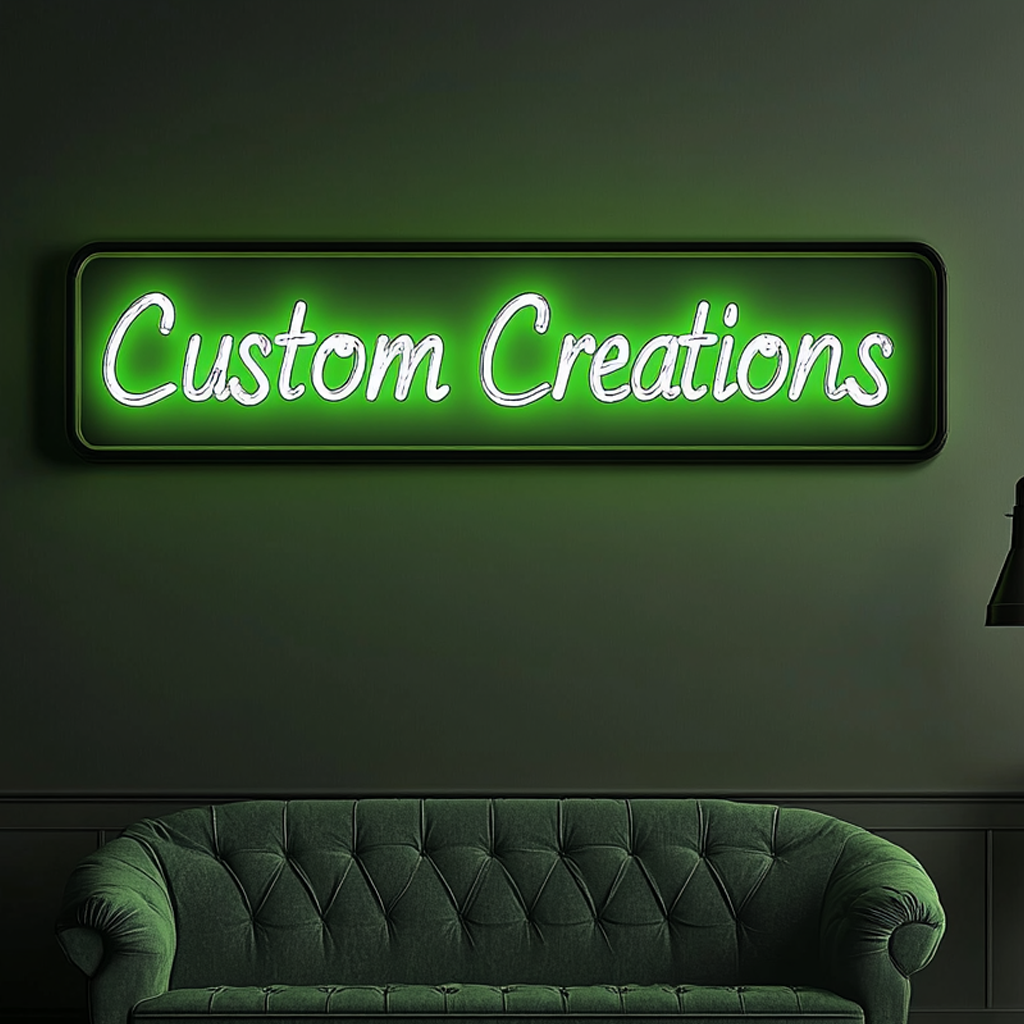 "Custom Creations" - Green Neon Sign, 24 Inches