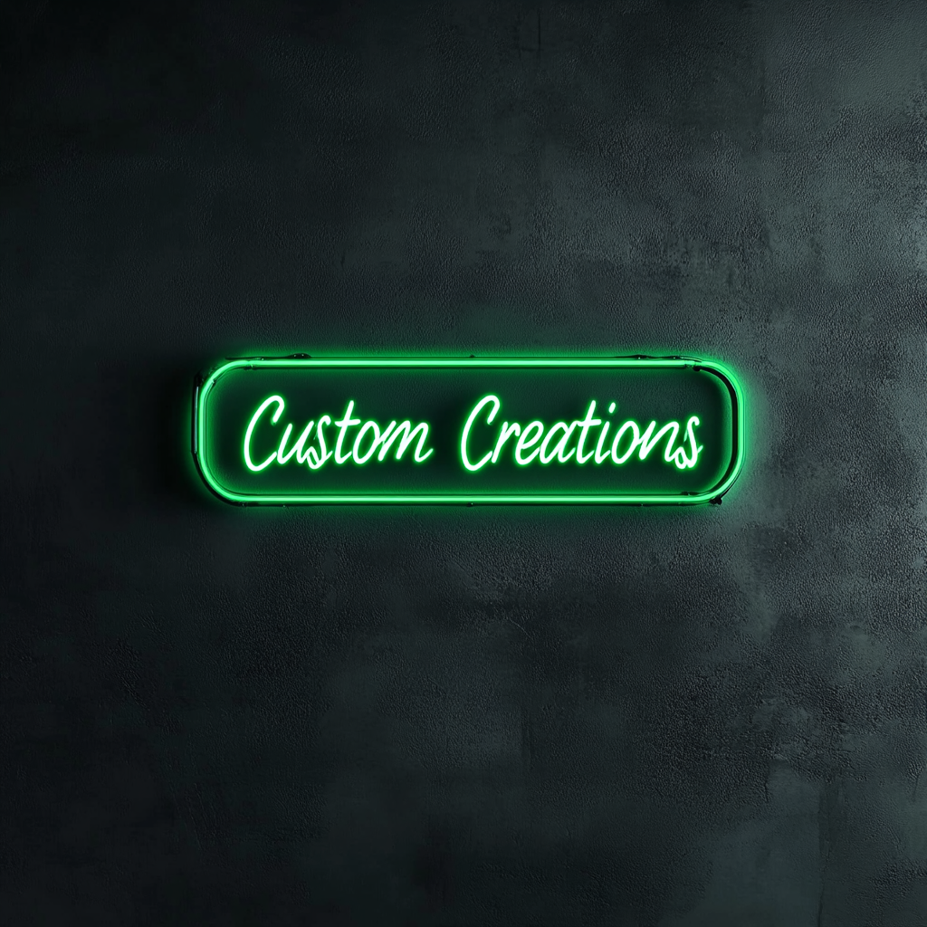 "Custom Creations" - Green Neon Sign, 24 Inches
