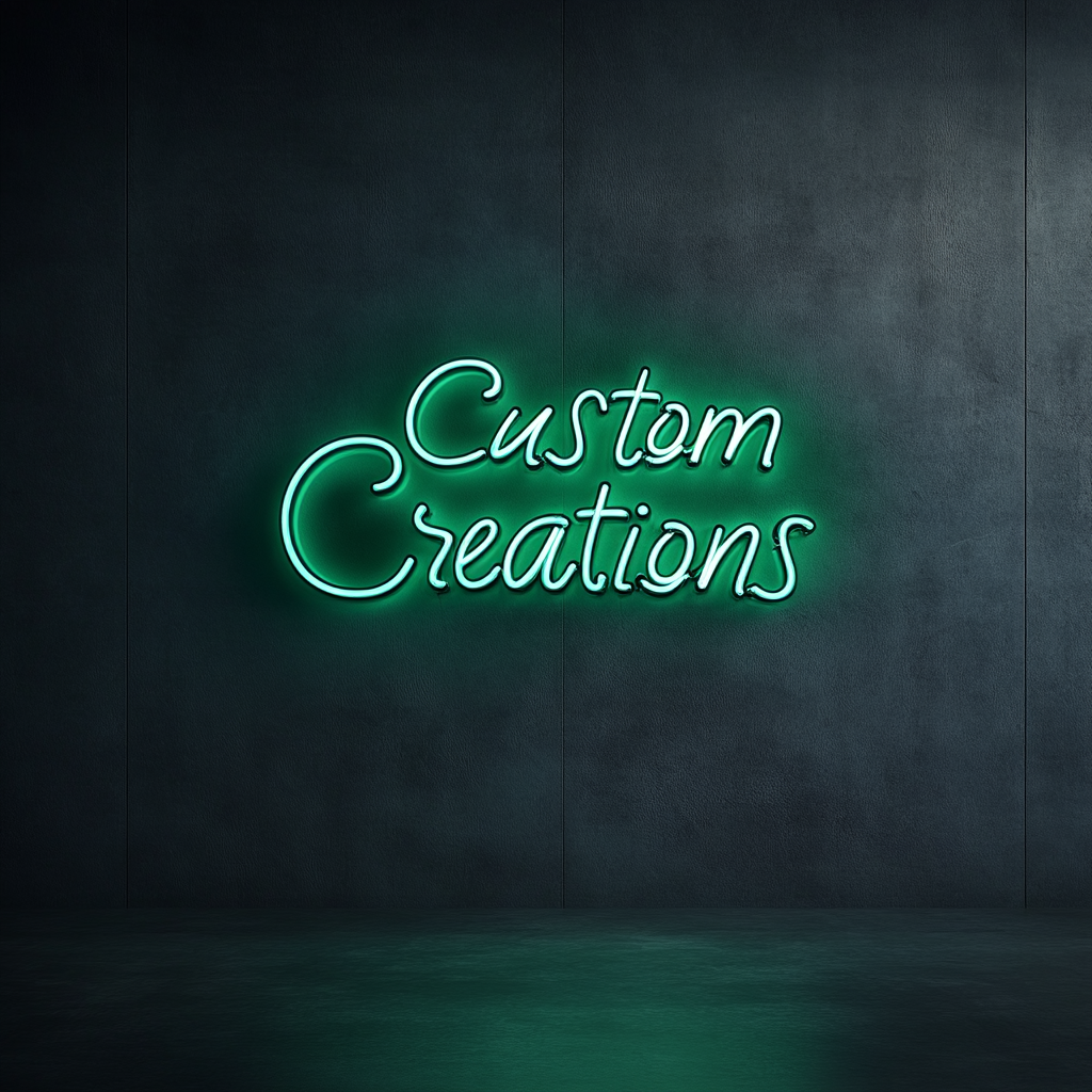 "Custom Creations" - Green Neon Sign, 24 Inches