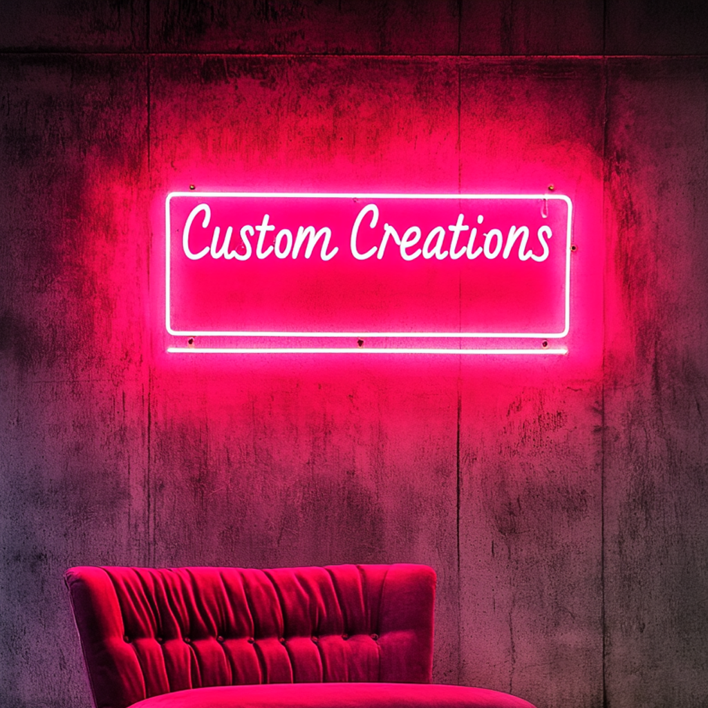 "Custom Creations" - Pink Neon Sign, 24 Inches