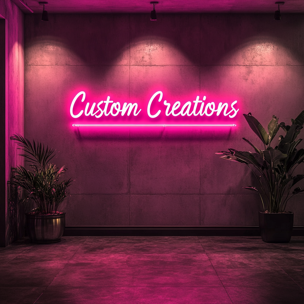 "Custom Creations" - Pink Neon Sign, 24 Inches