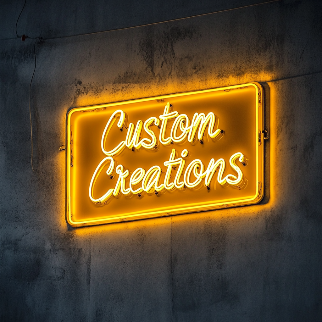"Custom Creations" - Yellow Neon Sign, 24 Inches