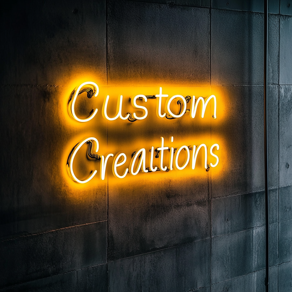 "Custom Creations" - Yellow Neon Sign, 24 Inches
