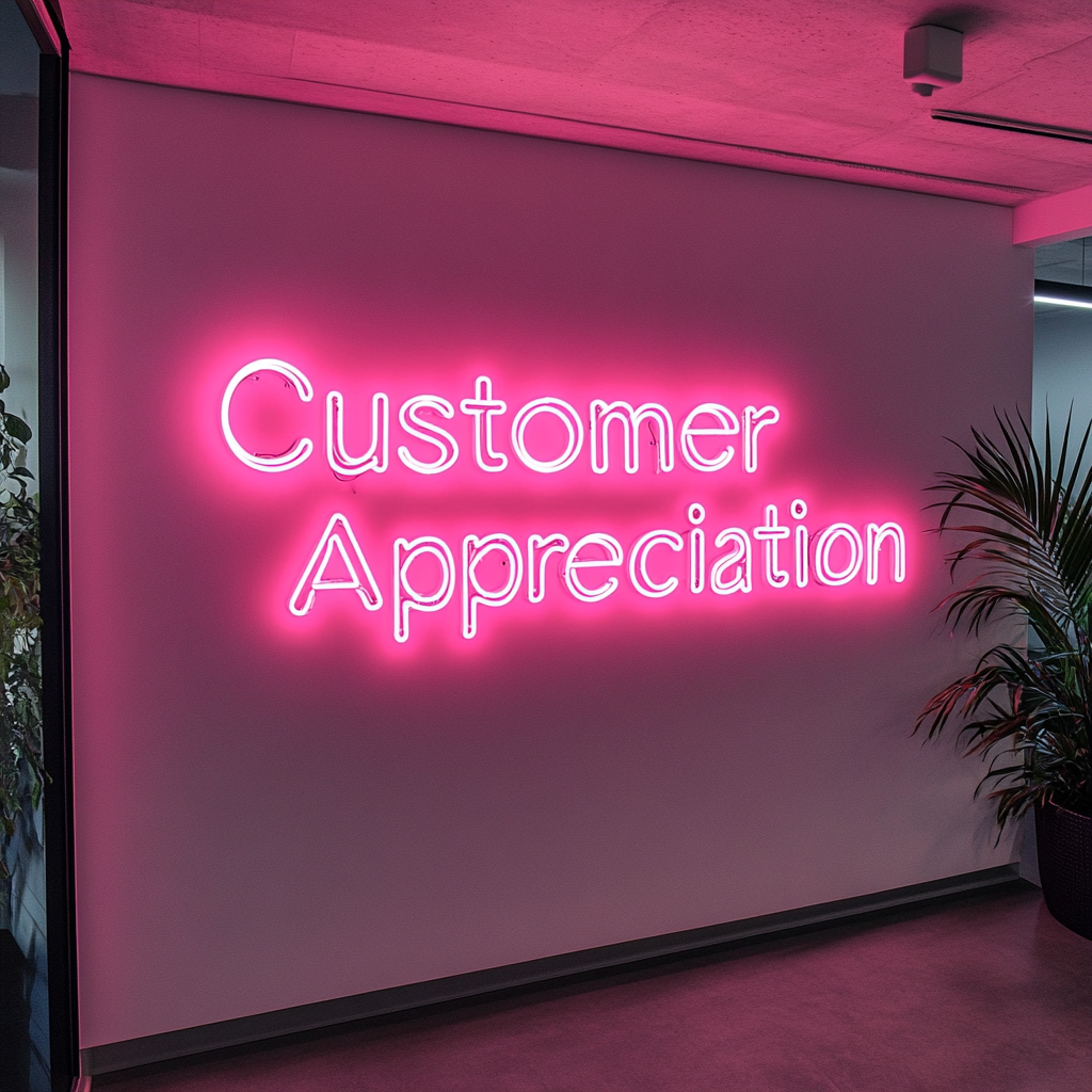 "Customer Appreciation" - Pink Neon Sign, 24 Inches