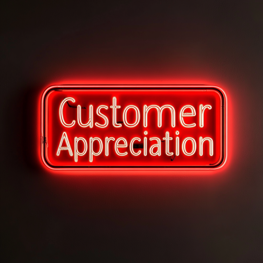 "Customer Appreciation" - Red Neon Sign, 24 Inches