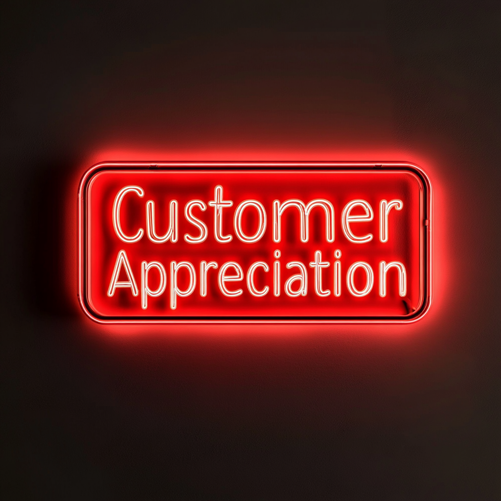 "Customer Appreciation" - Red Neon Sign, 24 Inches