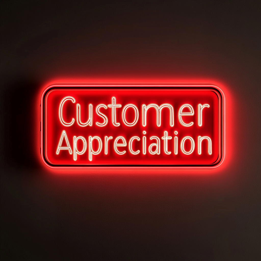 "Customer Appreciation" - Red Neon Sign, 24 Inches