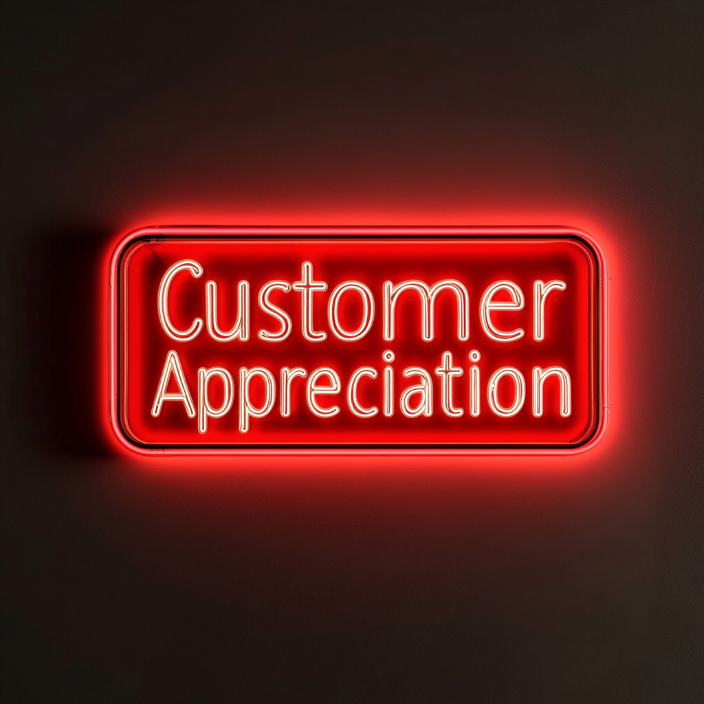 "Customer Appreciation" - Red Neon Sign, 24 Inches