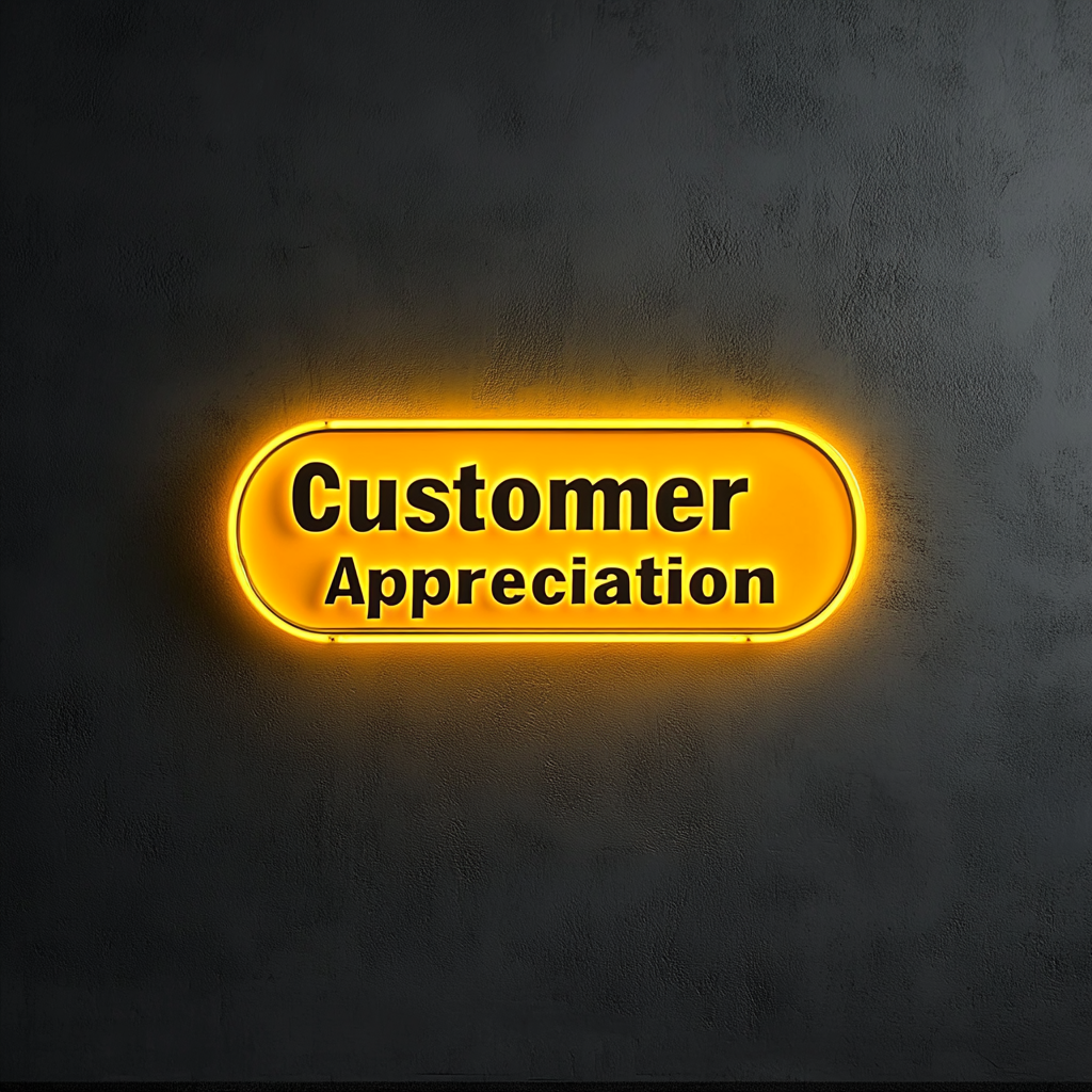 "Customer Appreciation" - Yellow Neon Sign, 24 Inches