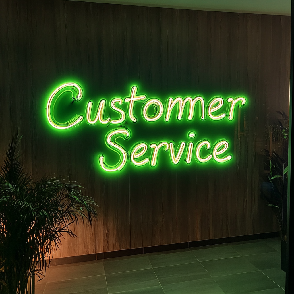 "Customer Service" - Green Neon Sign, 24 Inches