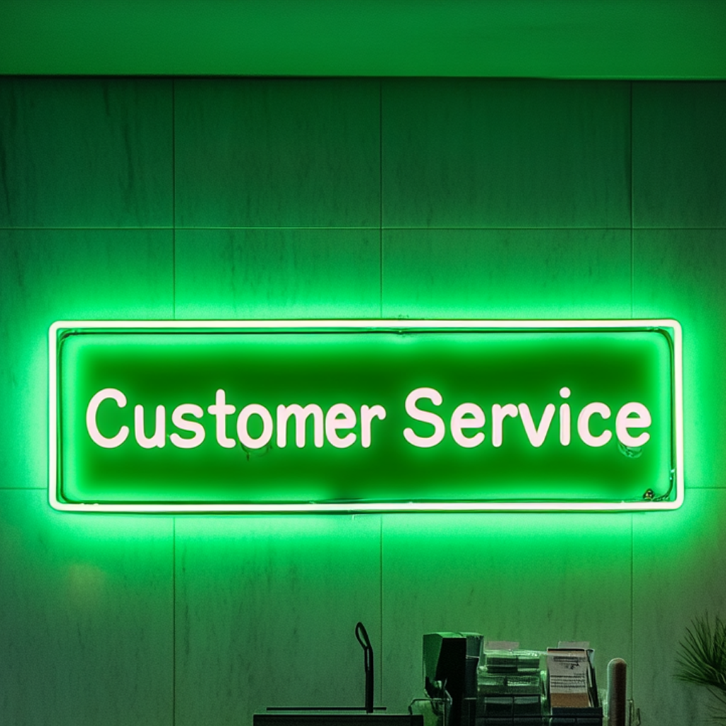 "Customer Service" - Green Neon Sign, 24 Inches