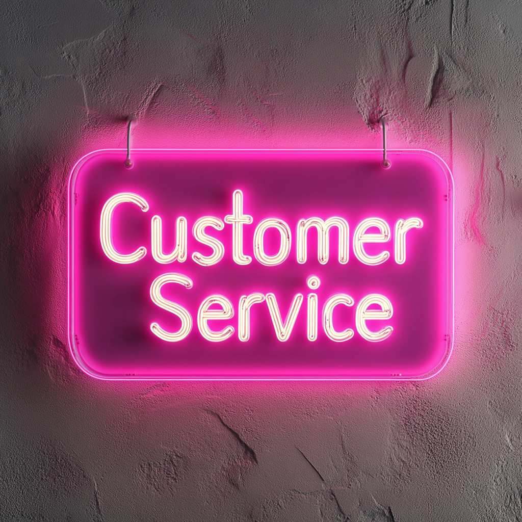 "Customer Service" - Pink Neon Sign, 24 Inches
