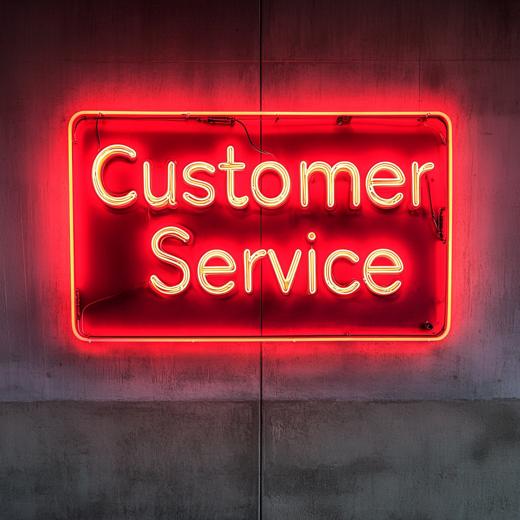 "Customer Service" - Red Neon Sign, 24 Inches