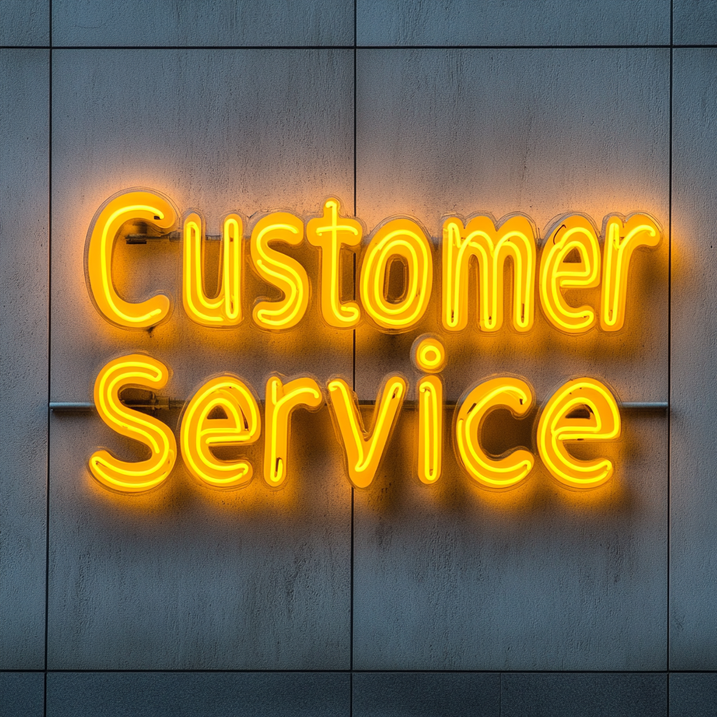 "Customer Service" - Yellow Neon Sign, 24 Inches