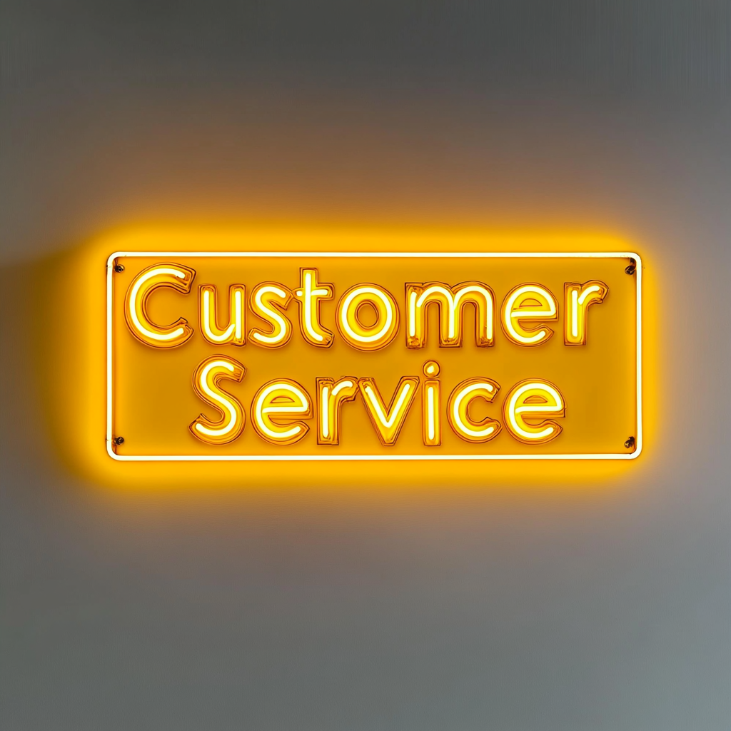 "Customer Service" - Yellow Neon Sign, 24 Inches