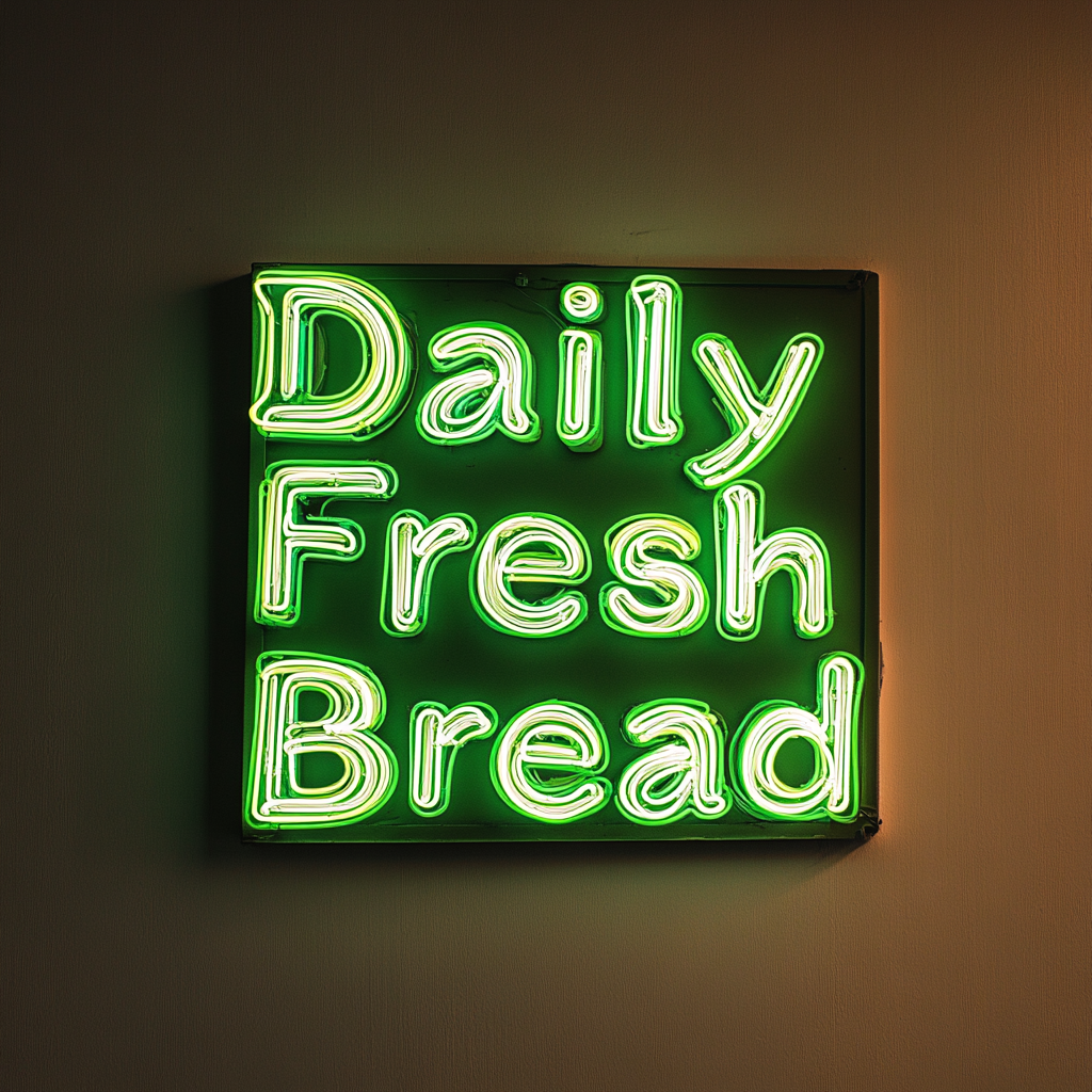 "Daily Fresh Bread" - Green Neon Sign, 24 Inches