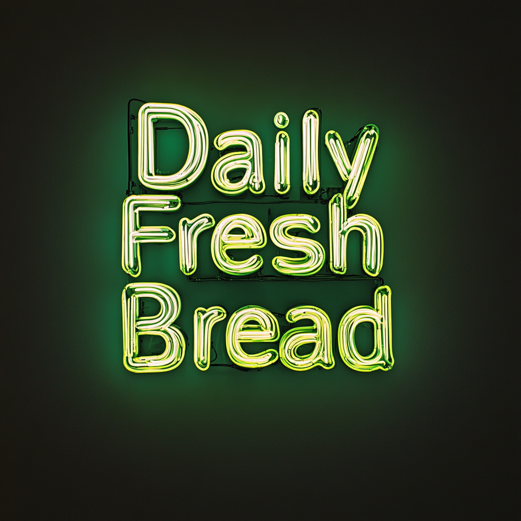 "Daily Fresh Bread" - Green Neon Sign, 24 Inches
