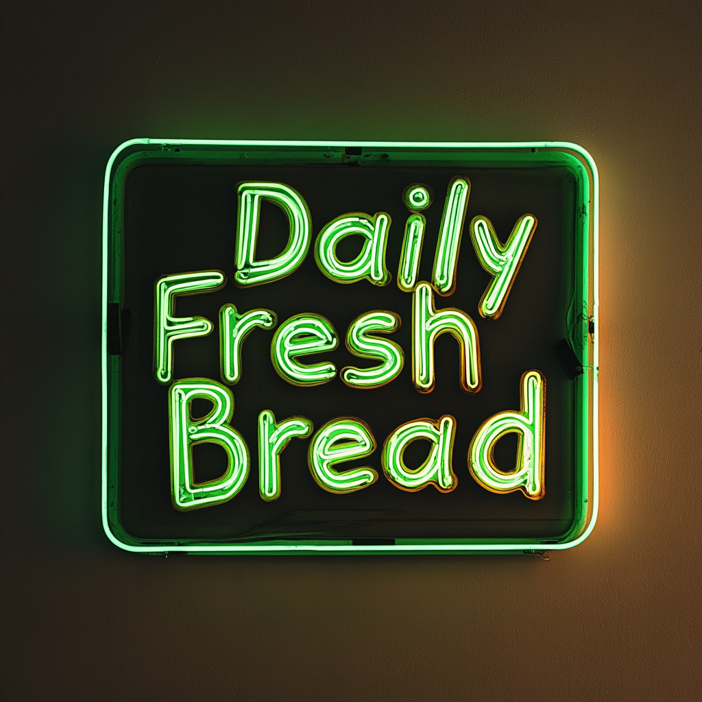 "Daily Fresh Bread" - Green Neon Sign, 24 Inches