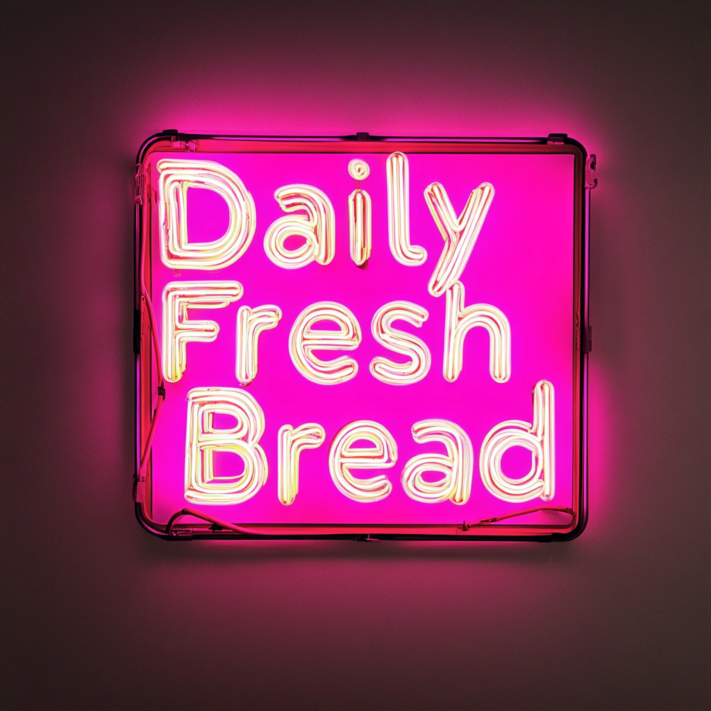 "Daily Fresh Bread" - Pink Neon Sign, 24 Inches
