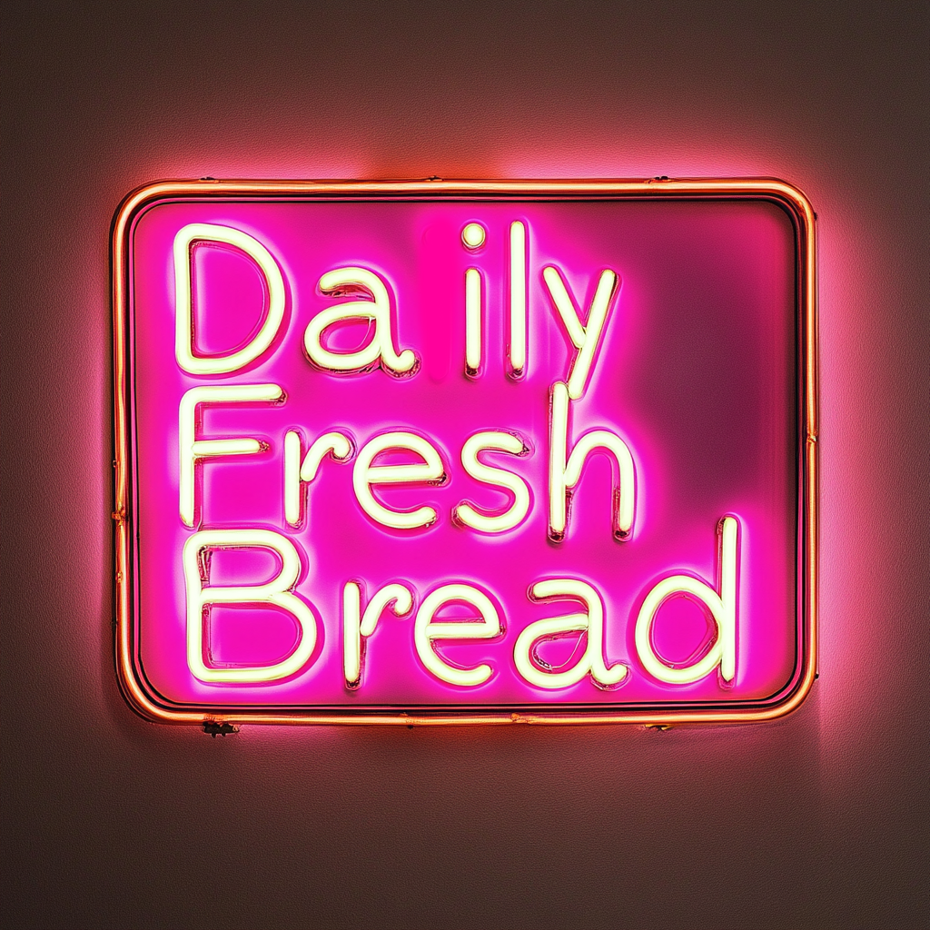 "Daily Fresh Bread" - Pink Neon Sign, 24 Inches