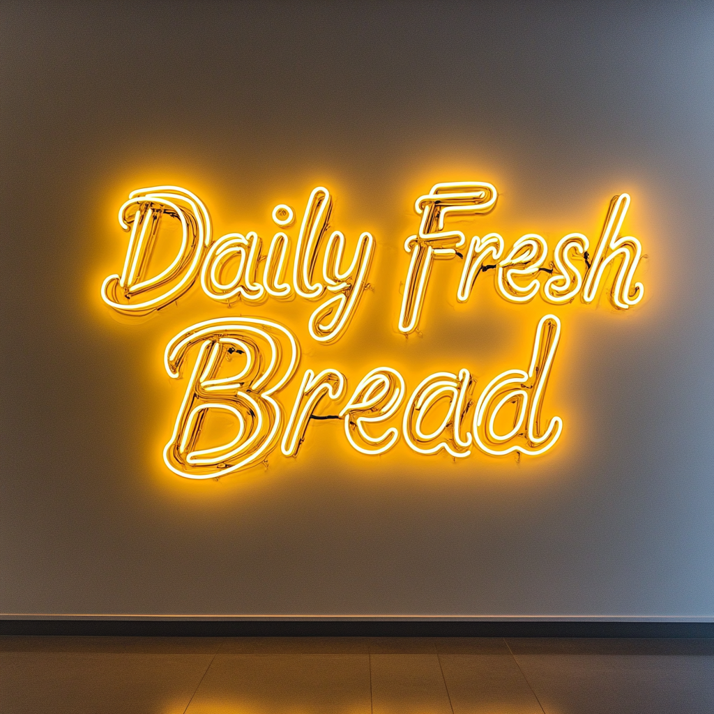 "Daily Fresh Bread" - Yellow Neon Sign, 24 Inches