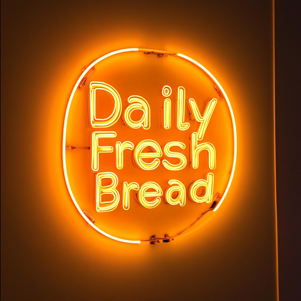 "Daily Fresh Bread" - Yellow Neon Sign, 24 Inches