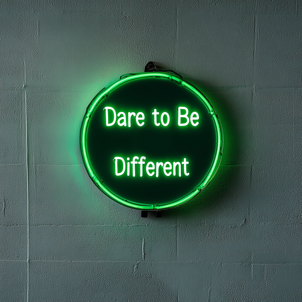 "Dare to Be Different" - Green Neon Sign, 24 Inches