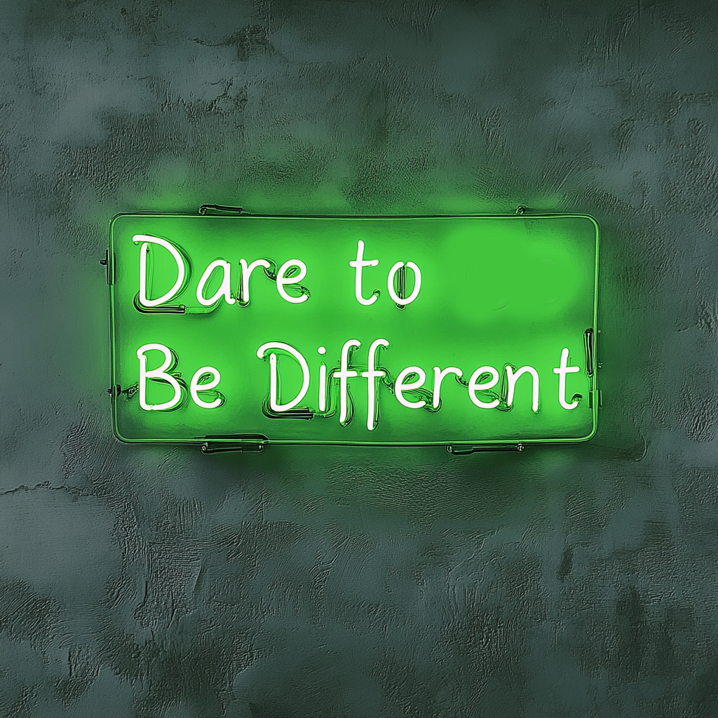 "Dare to Be Different" - Green Neon Sign, 24 Inches