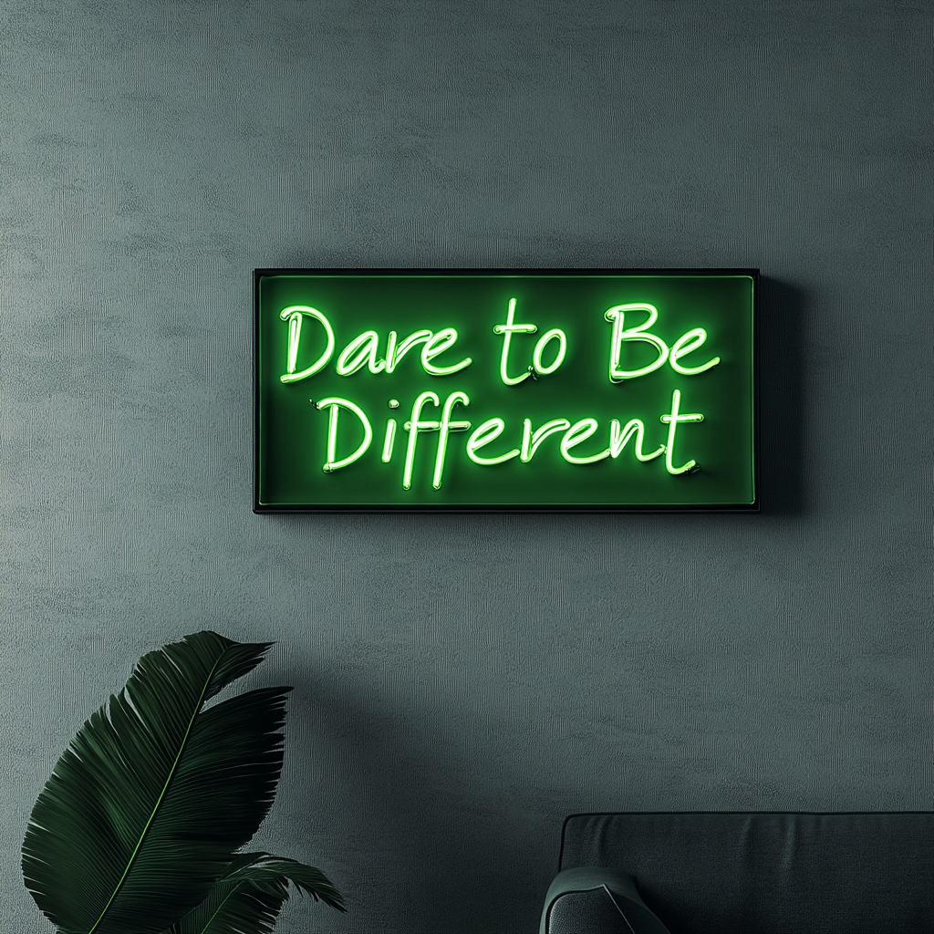 "Dare to Be Different" - Green Neon Sign, 24 Inches