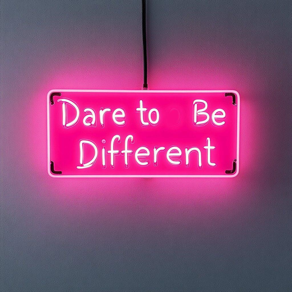 "Dare to Be Different" - Pink Neon Sign, 24 Inches