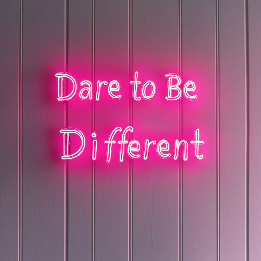 "Dare to Be Different" - Pink Neon Sign, 24 Inches