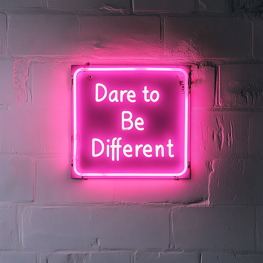 "Dare to Be Different" - Pink Neon Sign, 24 Inches