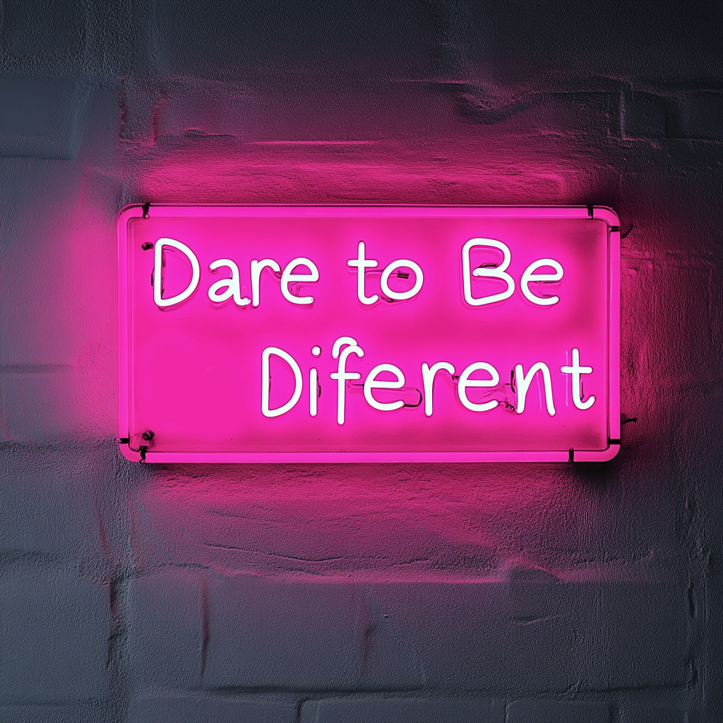 "Dare to Be Different" - Pink Neon Sign, 24 Inches