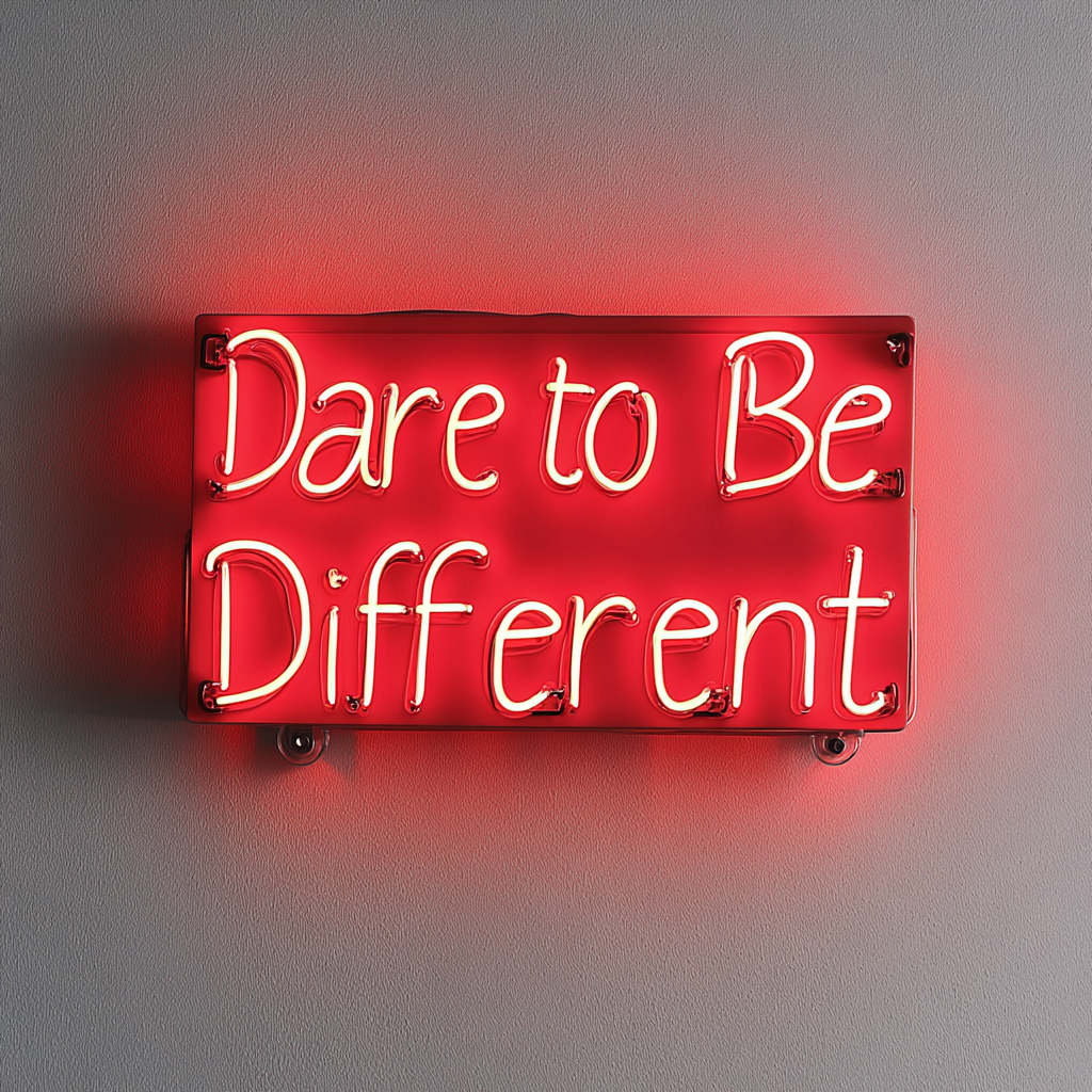 "Dare to Be Different" - Red Neon Sign, 24 Inches