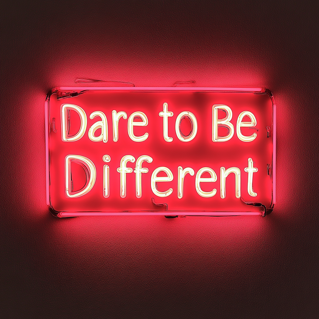 "Dare to Be Different" - Red Neon Sign, 24 Inches