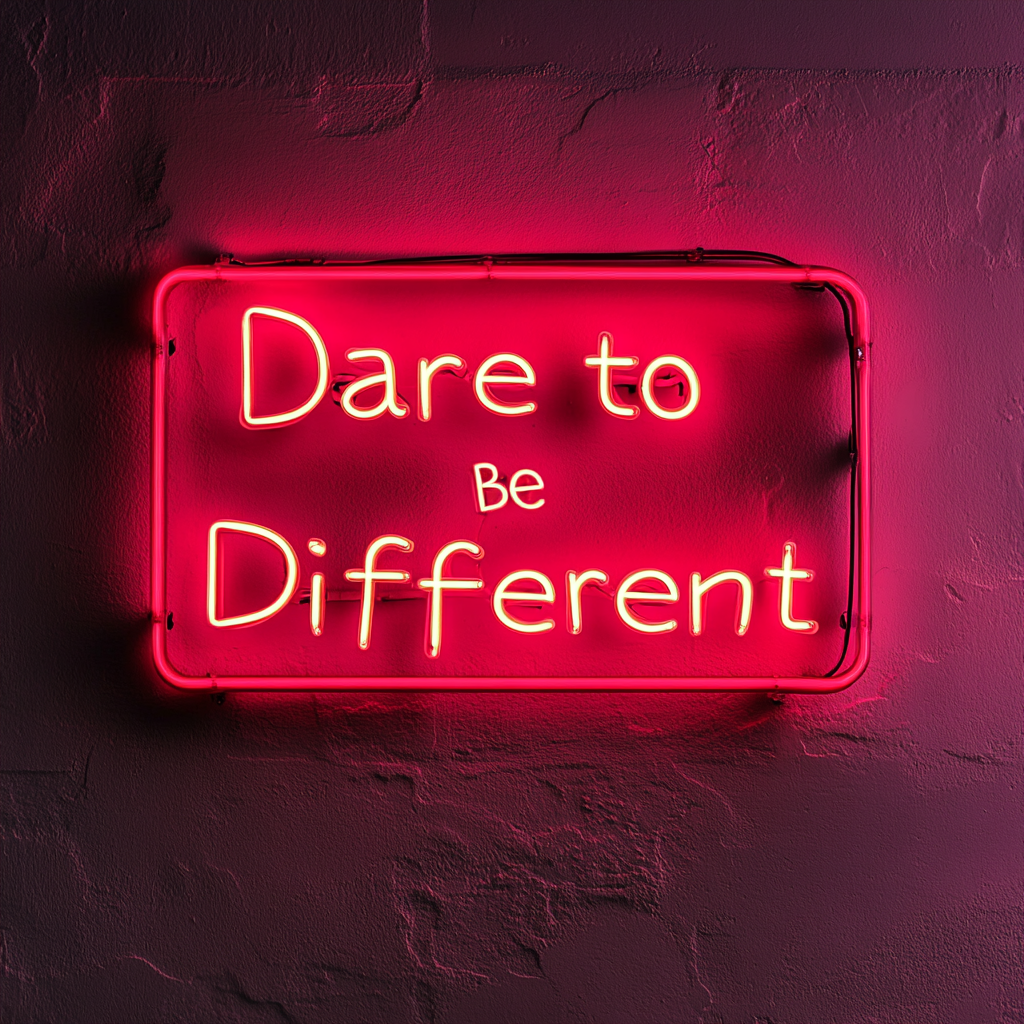 "Dare to Be Different" - Red Neon Sign, 24 Inches