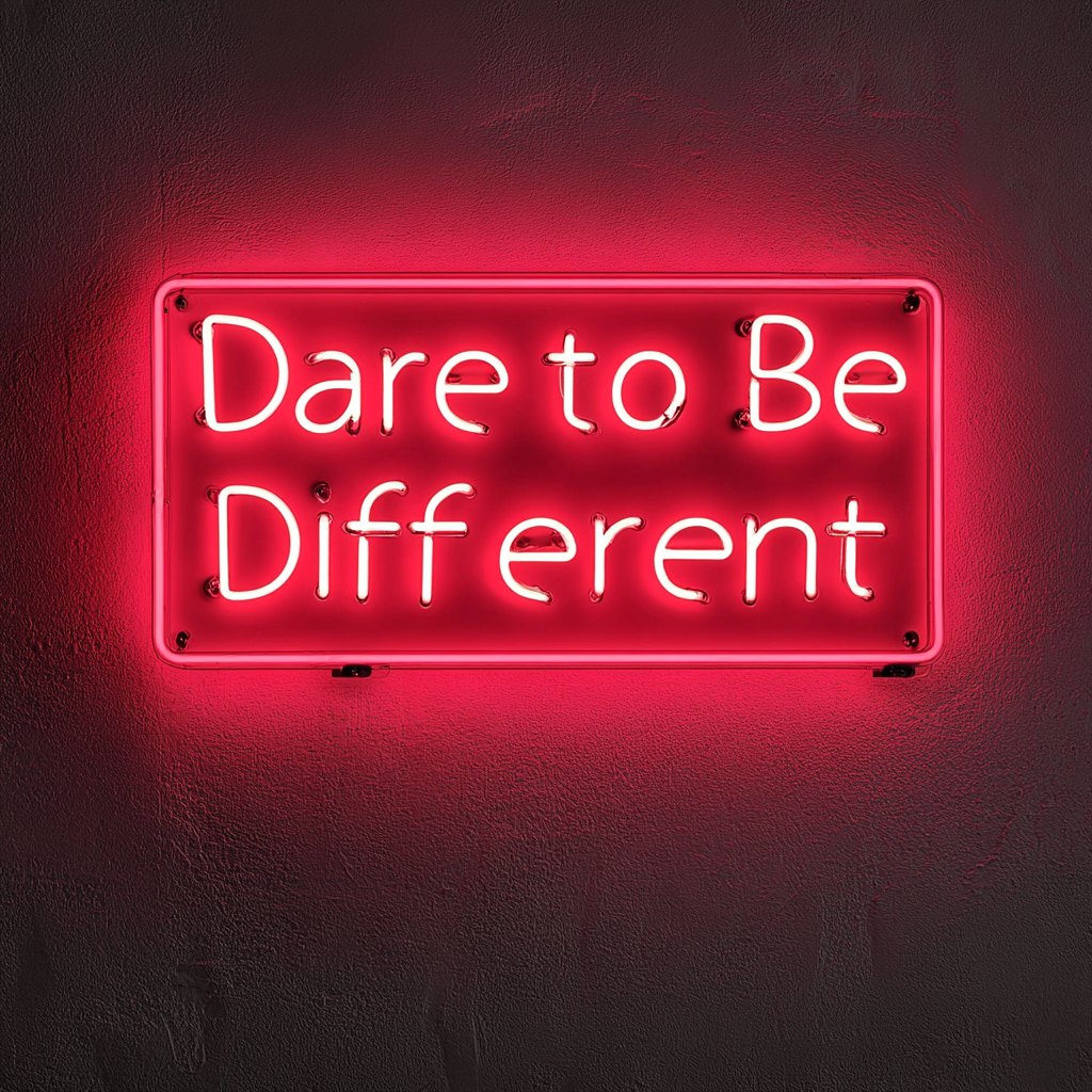 "Dare to Be Different" - Red Neon Sign, 24 Inches