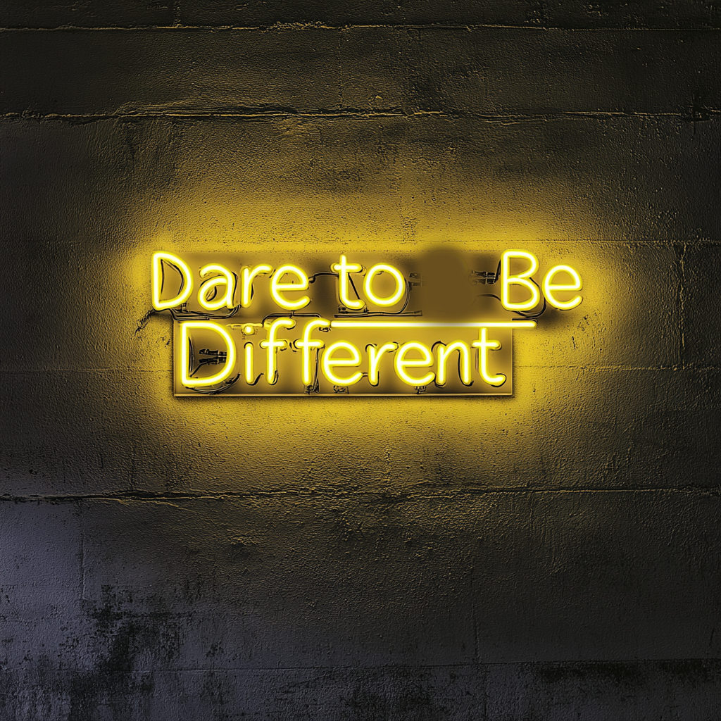 "Dare to Be Different" - Yellow Neon Sign, 24 Inches