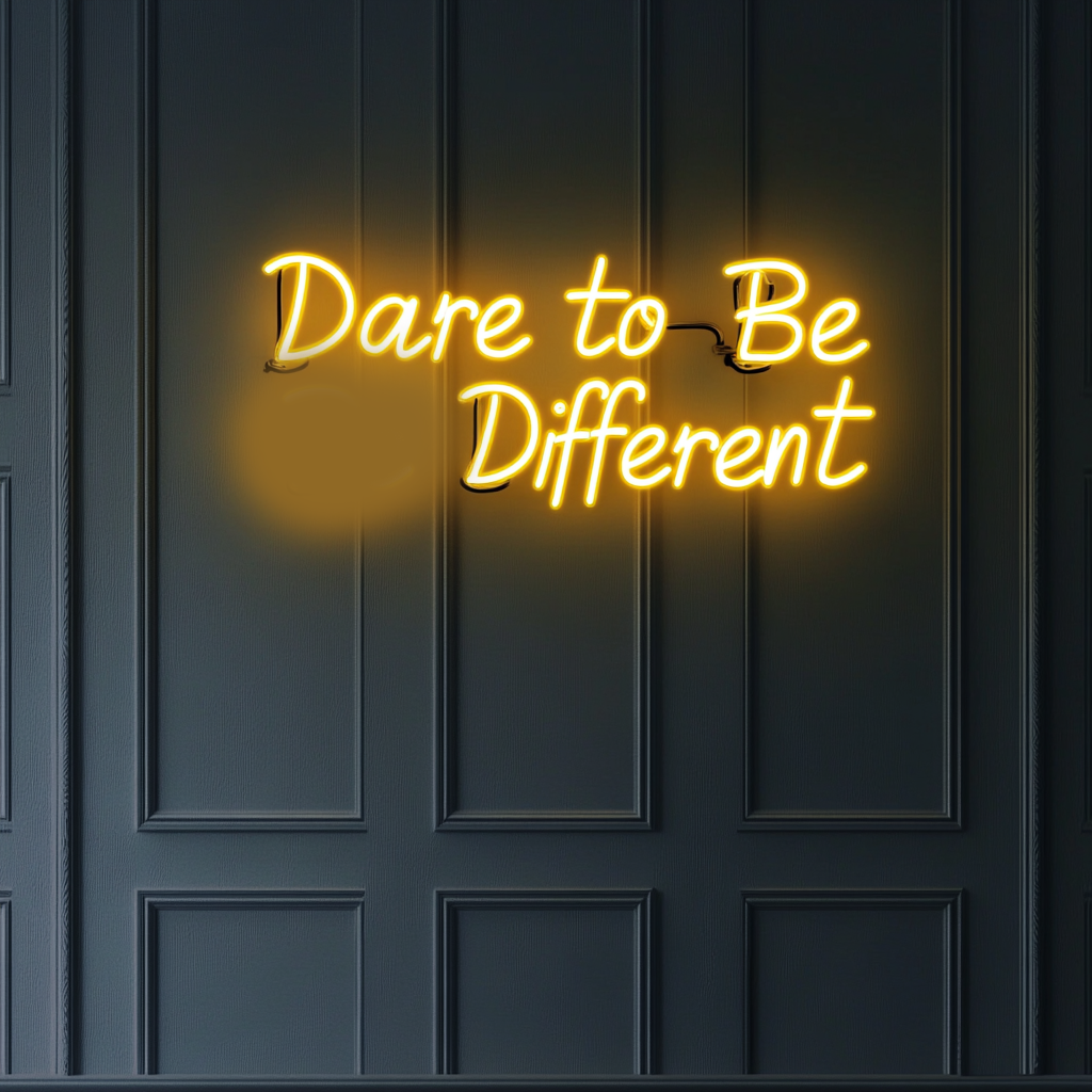 "Dare to Be Different" - Yellow Neon Sign, 24 Inches