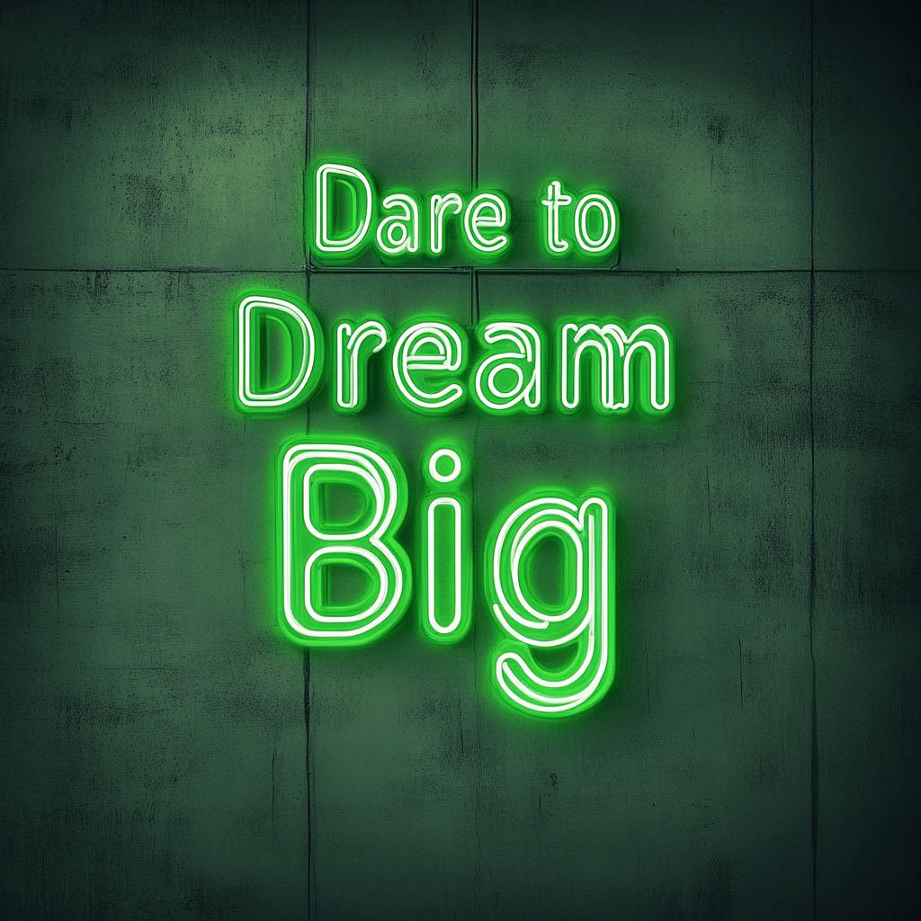 "Dare to Dream Big" - Green Neon Sign, 24 Inches