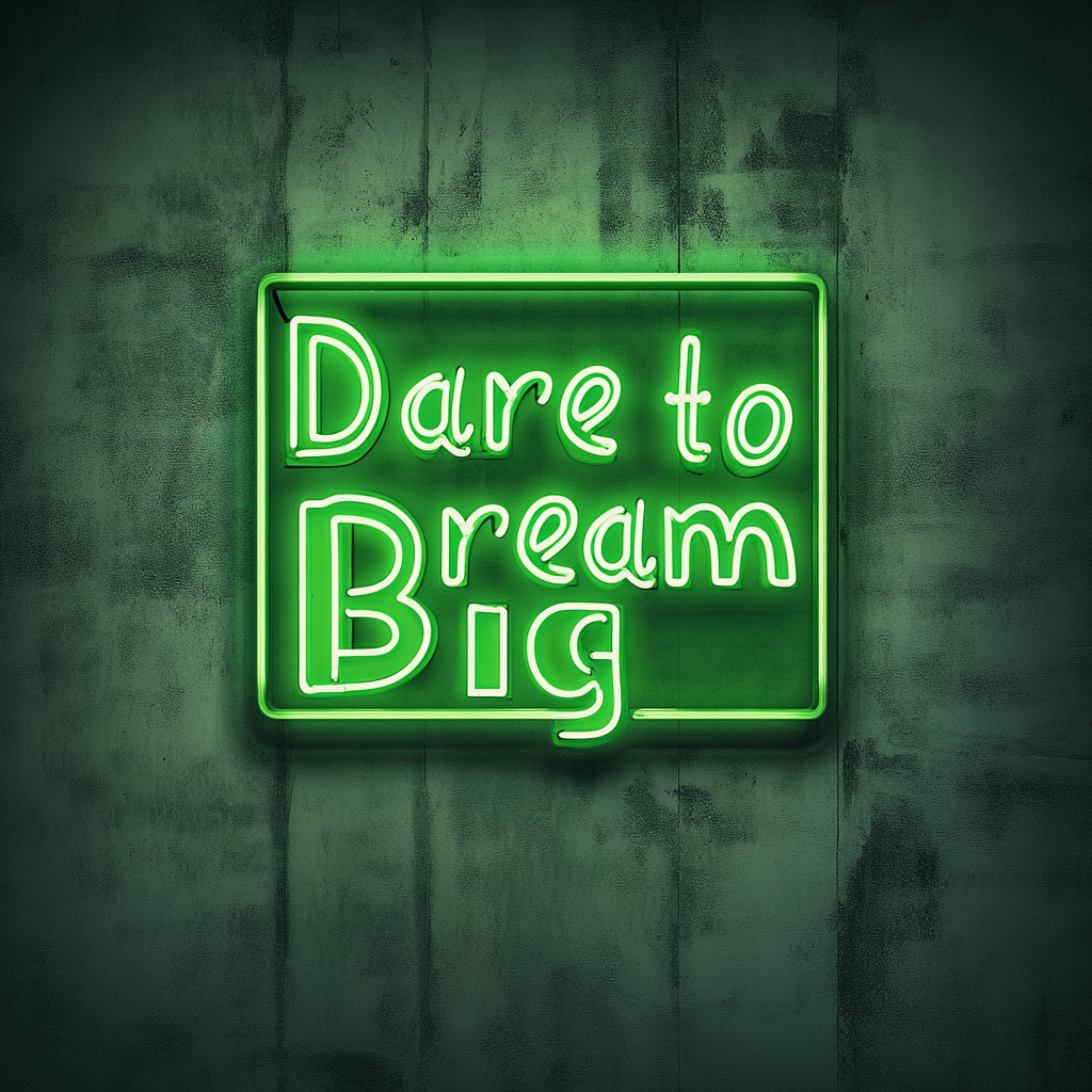 "Dare to Dream Big" - Green Neon Sign, 24 Inches