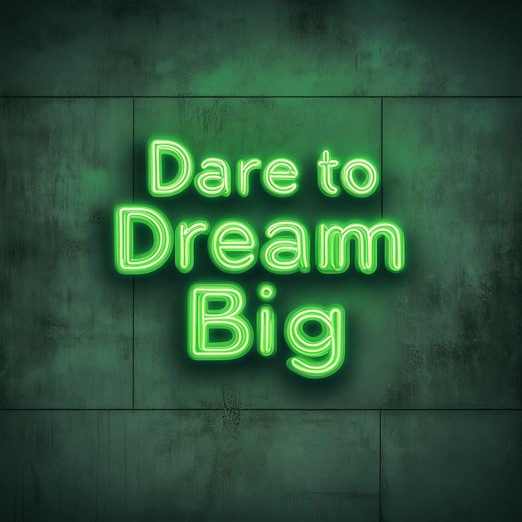 "Dare to Dream Big" - Green Neon Sign, 24 Inches