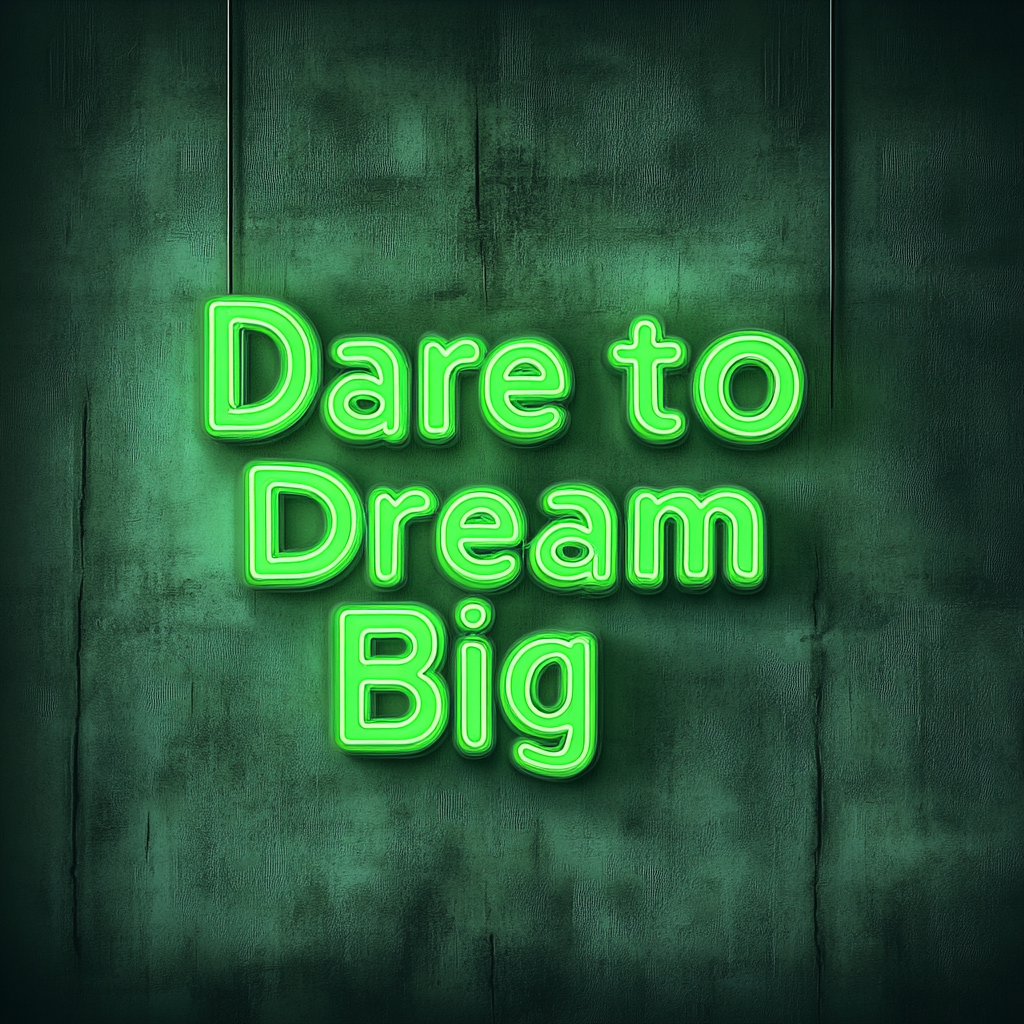"Dare to Dream Big" - Green Neon Sign, 24 Inches