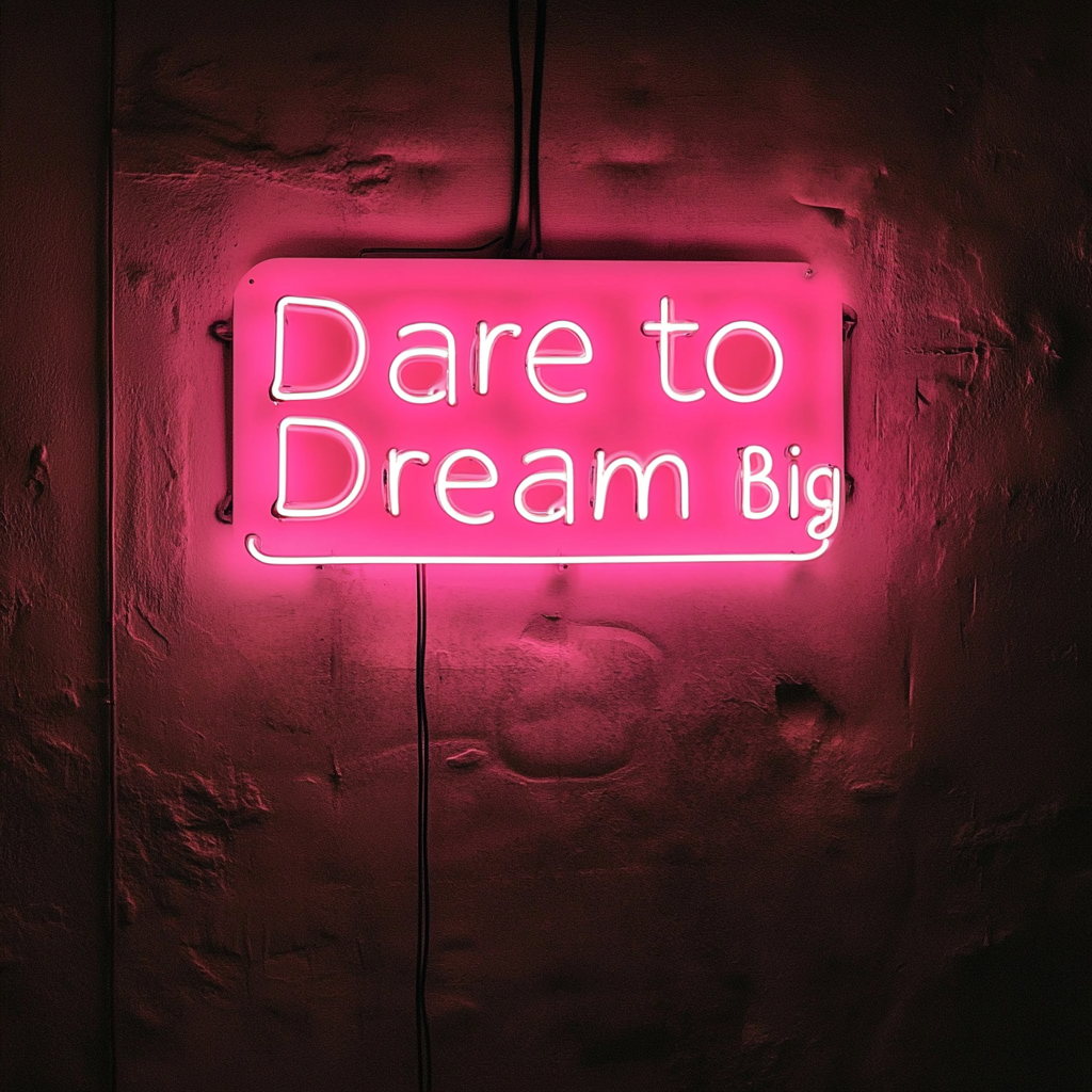 "Dare to Dream Big" - Pink Neon Sign, 24 Inches